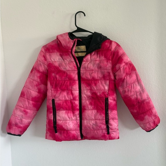 Kids Puffer Jacket Pink Tie Dye - Picture 5 of 12
